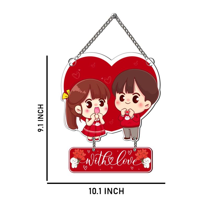GIFTMEBAZAR Cute Couple Wall Hanging Decoration with Love Romantic Anime Style Home Decor Valentine Gift for Partner Gift For Wife Husband, Girlfriend Boyfriend Wall Art